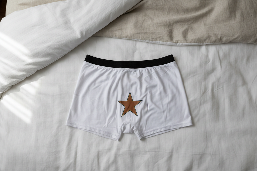 Streak-less underwear laid on bed